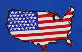 U.S. Map With Flag Country Pattern Iron On Sew On Embroidered Patch 4&quot; x 2 1/2&quot; - £3.93 GBP