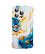 DORAFIN iPhone 15 Pro Case 6.1 Marble Glossy Shockproof TPU Blue/Gold - $220.33 MXN