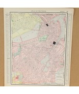Boston City and Rhode Island Rand McNally 1898 Atlas of the World  14x11&quot; - $17.63