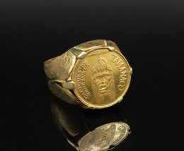 22K GOLD &amp; 18K GOLD - Vintage Caciques De Venezuela Coin Ring Sz 6.5 - G... - £590.45 GBP