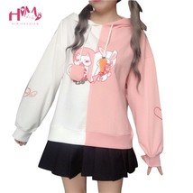 2020 Bunny Ear Kawaii Hoodie Women Cute  Cat Lovely Sweatshirt Harajuku Soft Gir - £91.14 GBP