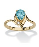 PalmBeach Jewelry Birthstone Gold-Plated Crystal Ring-December-Blue Topaz - $34.99