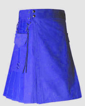 Blue Detachable Pockets Utility Kilt - $654.29 MXN