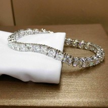20Ct Coupe Ronde Simulé Diamant Bracelet Tennis 14K Blanc Argent Plaqué Or - £249.54 GBP