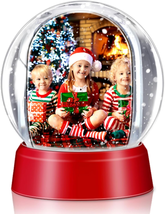 Snow Photo Globe with Base Liquid Photo Frame for Christmas Xmas Family Friends  - $16.99