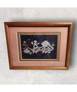 Vtg Art Double Matted Embroidery Fabric THE SIHO 7.75&quot;W x 5.75&quot;H Carol C... - $32.97