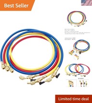 3-Color 60&#39;&#39; HVAC Charging Hoses Set with Ball Valves – 800 PSI Certified - $45.00