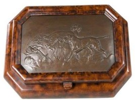 Box TRADITIONAL Lodge Bird Dogs Lidded Hinged Jewelry Decorated Resin Hand-Cast - $289.00