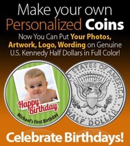 Happy Birthday Gift PERSONALIZED COIN JFK Half Dollar US Party Bag Fille... - £6.84 GBP
