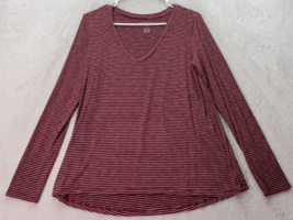 American Eagle Outfitters Shirt Womens Medium Maroon Striped Soft &amp; Sexy V Neck - £8.11 GBP