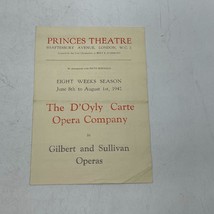 Playbill Theater Program Princes Theatre The D&#39;oyley Carte Opera Company - £27.84 GBP