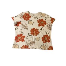 Croft and Barrow Womens Size 1X Short SLeeve Print Tshirt Shirt Top Floral Beige - £10.11 GBP