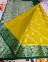 Zari Work kaddi georgette Saree, Contrast Color Saree, Banarasi Zari Wea... - $90.10