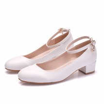 Crystal Queen White Women&#39;s High Heels Sexy Bride Party 3CM Pointed Toe Shallow  - £36.76 GBP