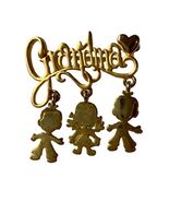 Danecraft Grandma Script Brooch Dangling Children Kids Charms Heart Gold... - $194.43 MXN