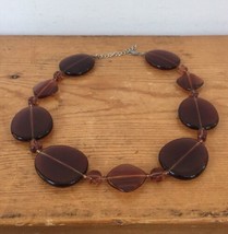 Vintage Style Brown Faux Amber Large Bead Adjustable Costume Necklace 19.5&quot; - £15.97 GBP