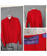Mens Large Alan Flusser 100% Pure Cashmere Sweater Red 1/4 Zip - $36.17