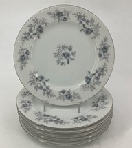 Baroque Bleu by Daniele 7 5/8&quot; Salad Dessert Plates Japan Set of 6 Floral Gray - £39.10 GBP