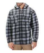 Men&#39;s Heavyweight Flannel Fleece Lined Plaid Sherpa Hoodie Jacket (Charc... - $26.68