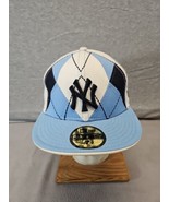 New York Yankees 59Fifty Blue White Pattern Cap Hat 7 1/6 Fitted (T4) - £9.32 GBP