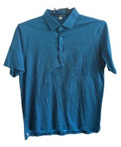 Peter Millar Mens sz L Teal Micro Check Short Sleeve Polo Shirt 100% Cotton EUC - £11.87 GBP