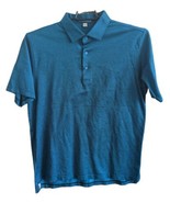 Peter Millar Mens sz L Teal Micro Check Short Sleeve Polo Shirt 100% Cot... - $20.84 CAD