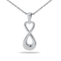Sterling Silver Infinity Heart Pendant/Necklace Funeral Cremation Urn for Ashes - £66.69 GBP
