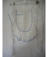 Vintage sheer blue white Half Apron  bows - $45.98
