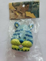Vintage Baby Joy Originals Blue Tiger Squeeze Toy In Original Packaging NOS U147 - £19.65 GBP