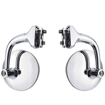 3&quot; Chrome Curved Arm Peep Side Door Glass Mirror Outside Rear View Hot Rod Pair - £33.93 GBP