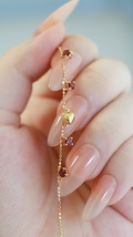 18k Solid Gold Natural Ruby Bracelet / Sweet Heart Charm Ruby Bracelet - £335.86 GBP