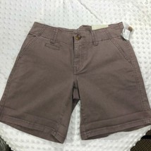 Maurices Womens Sz 3 4 Brown Shorts Roll Up Flat Front 98% Cotton 2% Spandex - £12.54 GBP