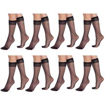 AWS/American Made 8 Pairs Sheer Knee High Socks for Women 15 Denier Stay up Band - $12.28