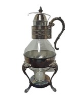 VTG Coffee/Tea Carafe Silver Plated &amp; Glass with Stand Candle Warmer Mid... - $32.41 CAD