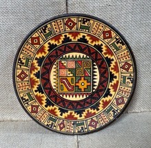 Vintage Peruvian Folk Art Cusco Peru Hand Painted Wood Plate Wall Hangin... - $17.82