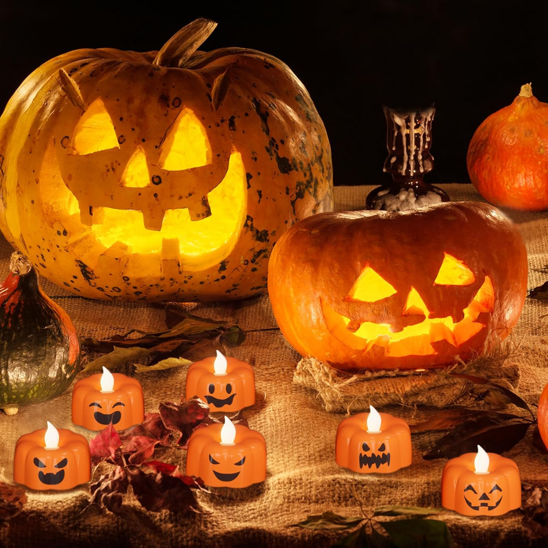 Eldnacele Halloween Pumpkin Lights Flameless Candles 6H Timer, Battery Operated  Item image 3