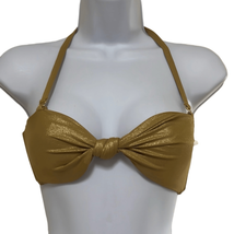 Good American Womens Size 0 Swim Bandeau Bikini Top Gold Knot Front NWT - $23.36