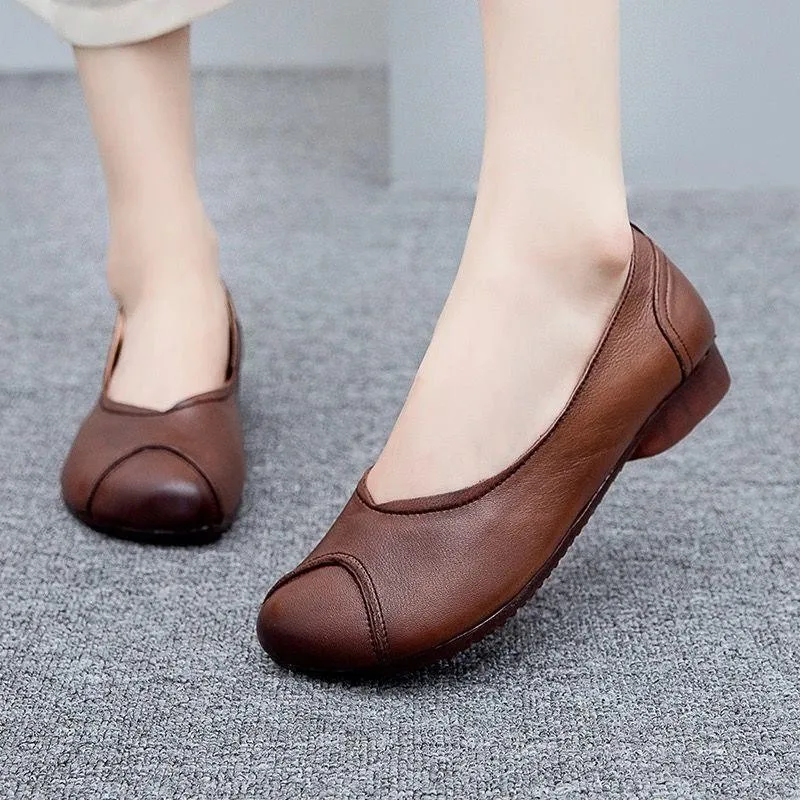 Spring Summer Leather Soft Bottom Women Ballet Flats Shoes Women Slip-On Soft Bo - £126.47 GBP