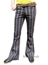 FLARES Grey Black Striped mens bell bottoms hippie vtg indie trousers 60... - £36.57 GBP