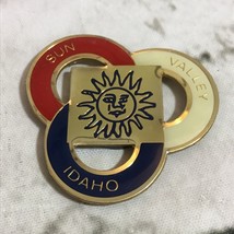 Refrigerator Magnet Collectible Sun Valley Idaho Metal Gold Toned Red Blue White - £7.73 GBP