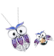 Locket Necklace That Holds Pictures 925 Sterling Silver Owl - £137.38 GBP