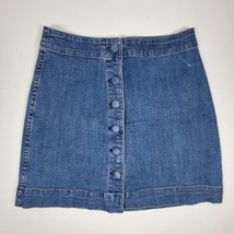 Madewell Denim Mini Skirt Womens Sz 0 Button Front Closure Light wash Blue - £12.52 GBP