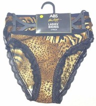 ABS by Allen Schwartz Ladies Bikinis Bottom Swimsuit Size M 3 Pack Animal Print - £16.16 GBP