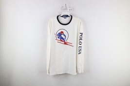 Vintage Ralph Lauren Mens Medium Spell Out Suicide Ski Long Sleeve T-Shirt White - £77.28 GBP