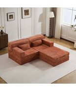 Orange Modular Mahjong Sofa Bed, Oversized 2-Seater with Ottoman - $11,682.90 MXN