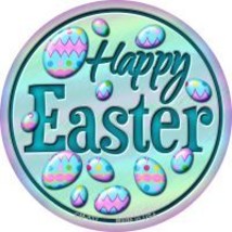 Happy Easter with Eggs Novelty Metal Mini Circle Magnet - £10.23 GBP