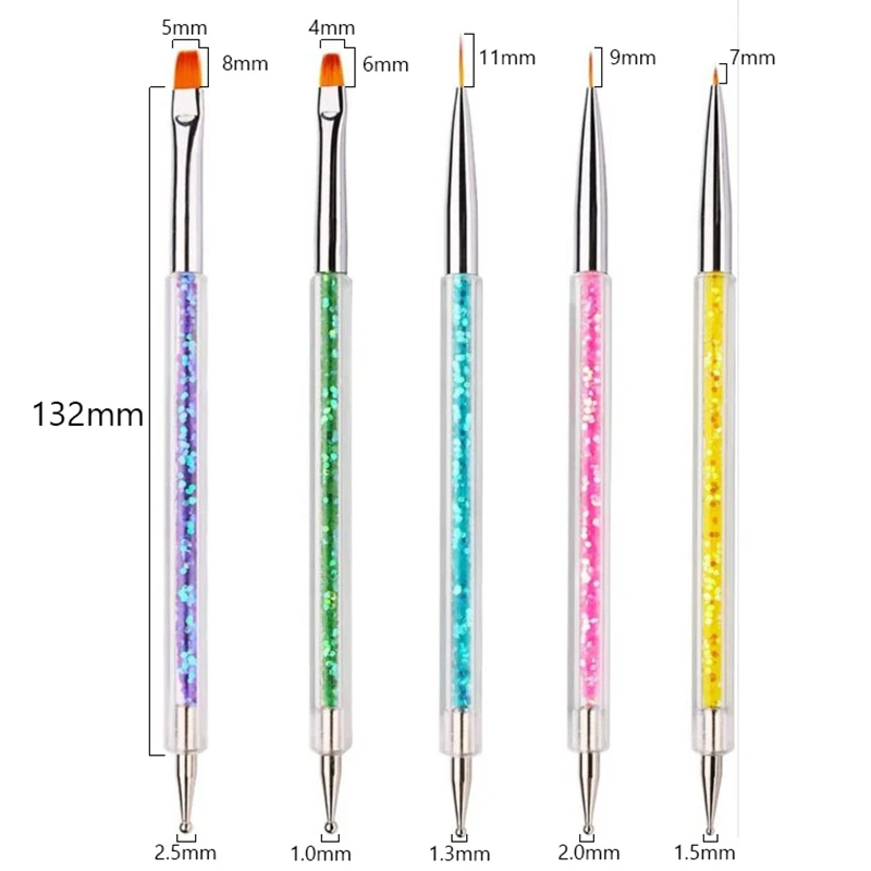 House Home 5Pc Nails Art Dotting Pen Acrylic Drawing Liner Supplies Brush Rhines - £19.98 GBP