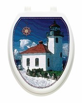  Tattoos Bathroom Lid Decoration Blue Lighthouse  Vinyl Cover  USA - £18.96 GBP