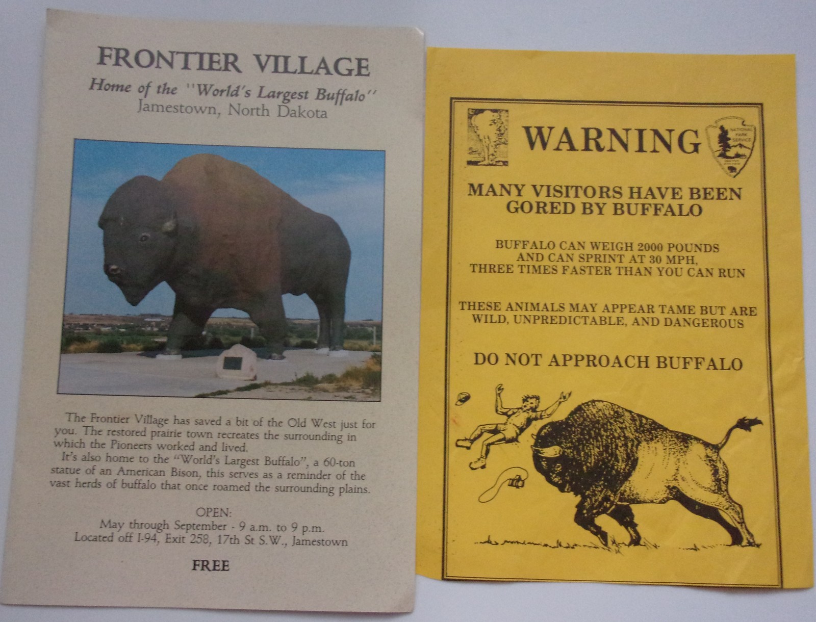 Vintage Frontier Village Jamestown North Dakota  Brochure - $3.99