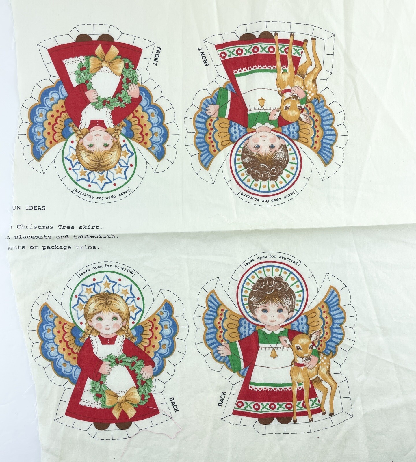 Fabric Craft Project  2 Angel Ornaments  1 Christmas Tree and 1 Sleigh Pillow Item image 3